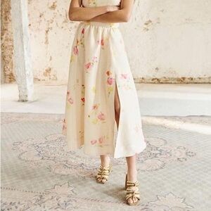 Sezane Editions Salina Skirt Jupe Sophie Size US 8 NWT Floral Linen & Silk